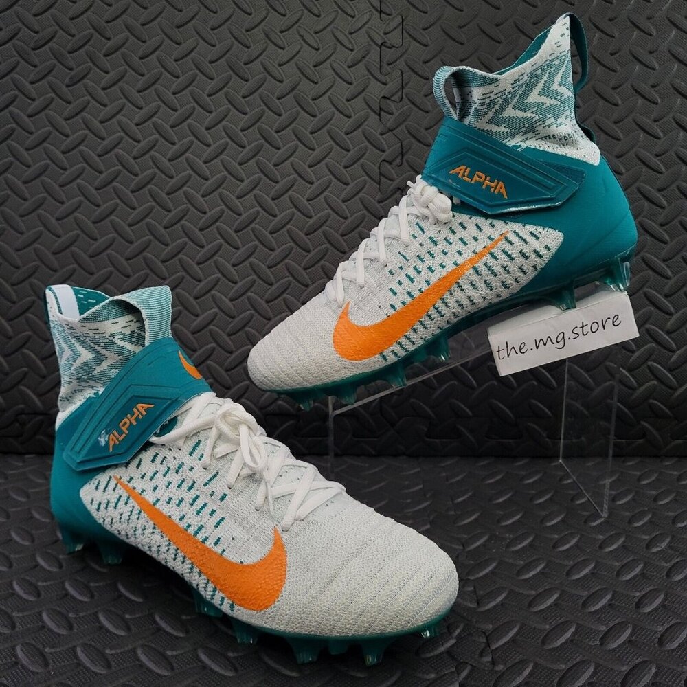 Nike Alpha Menace Elite 2 Football Cleats Miami Dolphins BV2077-108 Men's Sz 13
